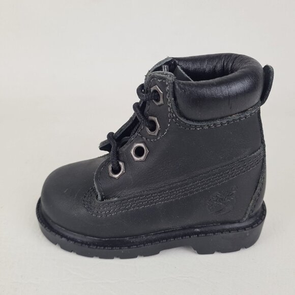 Timberland 6In Classic TODDLER Casual Boots Outdoors Black Leather - Picture 2 of 10